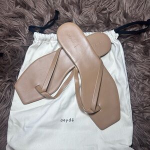 Aeyde Beige Leather Sandals